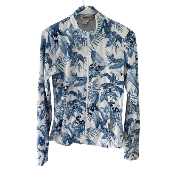 Tommy Bahama Golf & Tennis Tabu Jungle White/Blue Full Zip Jacket Size Small - Picture 2 of 9